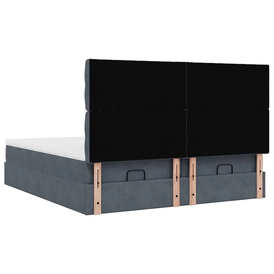 Cadre de lit ottoman avec matelas gris foncé 200x200 cm velours - 10