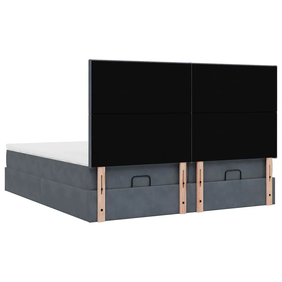 Cadre de lit ottoman avec matelas gris foncé 200x200 cm velours - 10