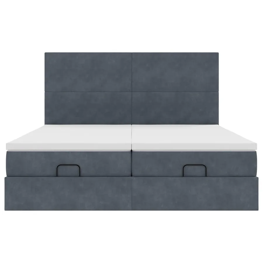 Cadre de lit ottoman avec matelas gris foncé 200x200 cm velours - 8