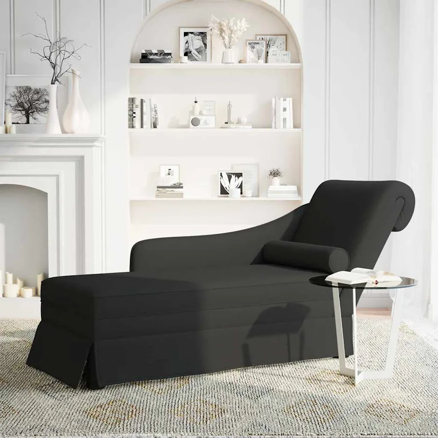 Fauteuil long avec traversin et accoudoir droit noir velours - 2