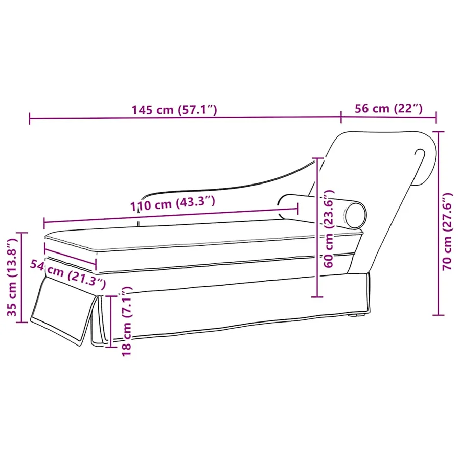 Fauteuil long avec traversin et accoudoir droit noir velours - 9