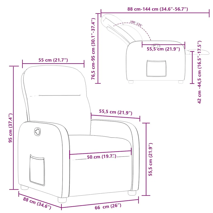 Fauteuil inclinable gris nuage tissu - 12