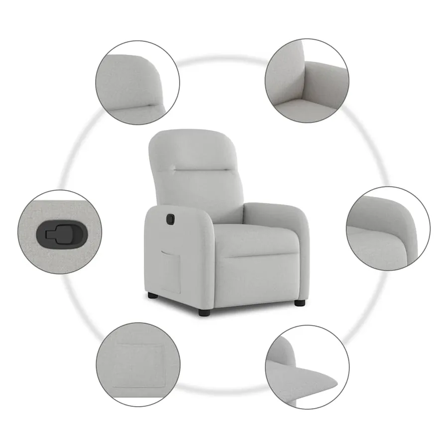 Fauteuil inclinable gris nuage tissu - 7