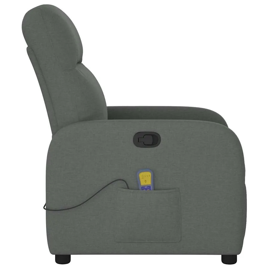 Fauteuil inclinable de massage en tissu gris foncé - 4