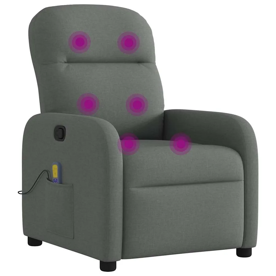 Fauteuil inclinable de massage en tissu gris foncé - 6