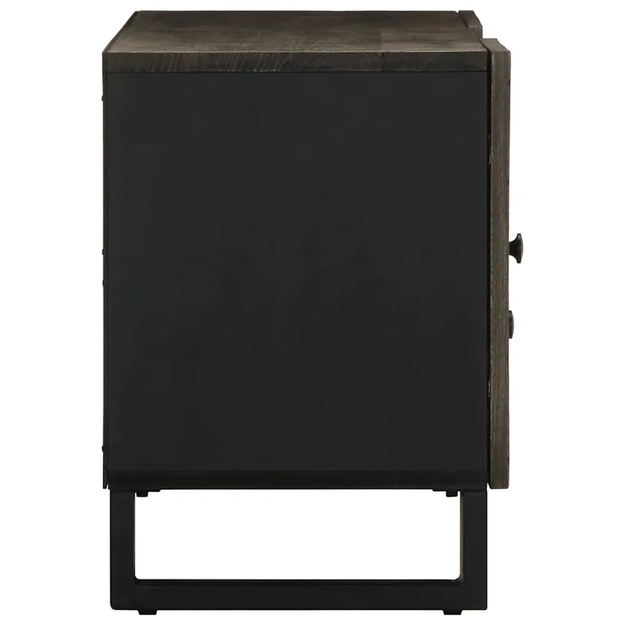 Meuble TV noir 105x33x46 cm bois massif de manguier - 4