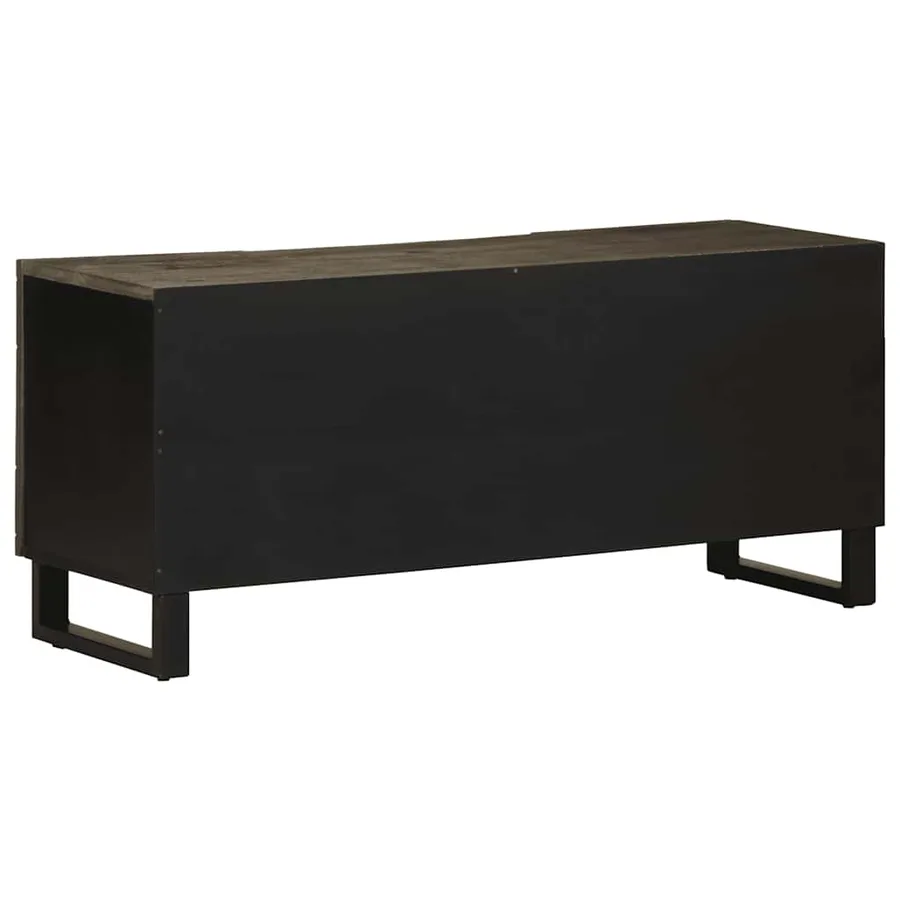 Meuble TV noir 105x33x46 cm bois massif de manguier - 5