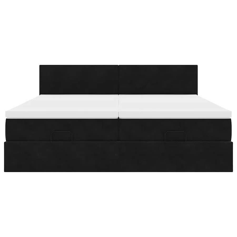 Cadre de lit ottoman avec matelas noir 180x200cm velours - 7