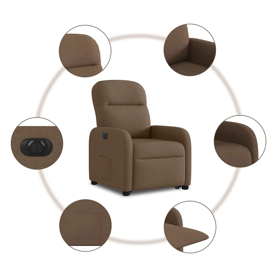 Fauteuil inclinable électrique marron tissu - 11