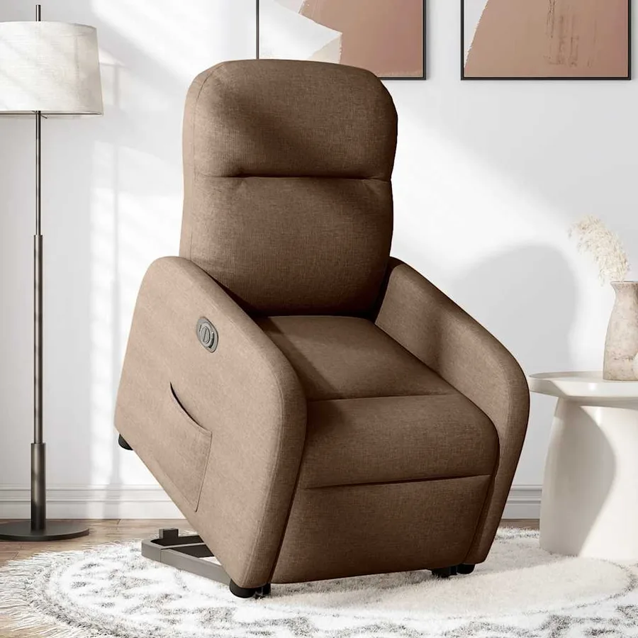 Fauteuil inclinable électrique marron tissu - 2
