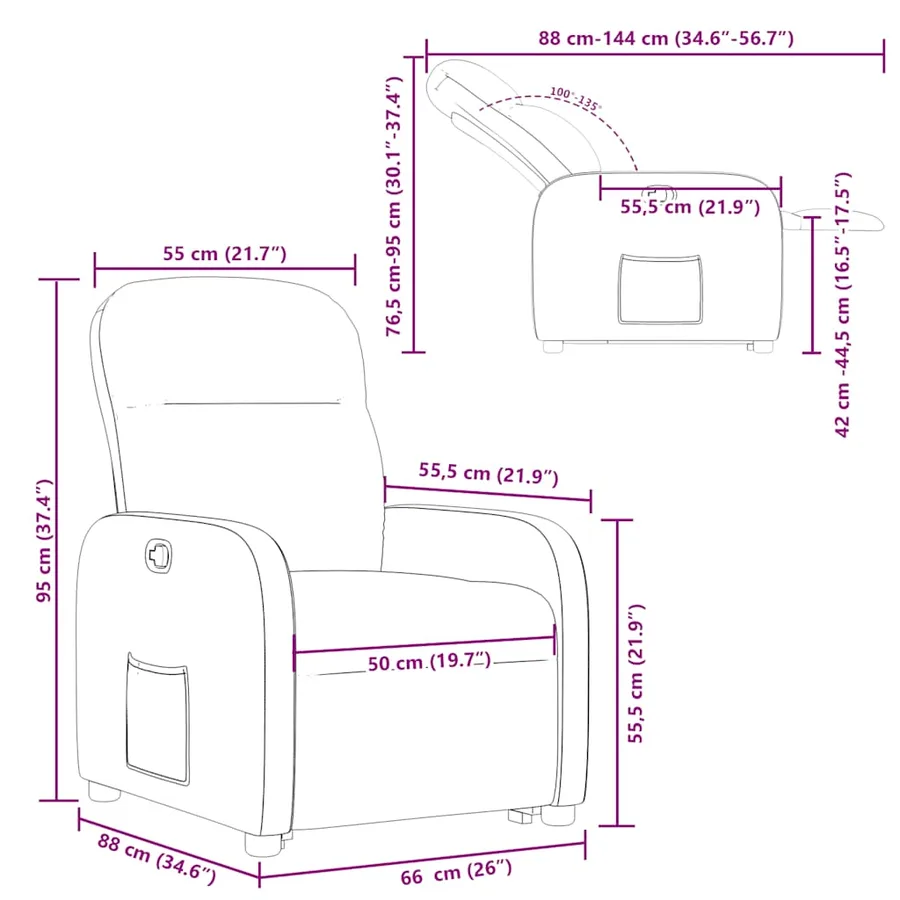 Fauteuil inclinable Crème Tissu - 15