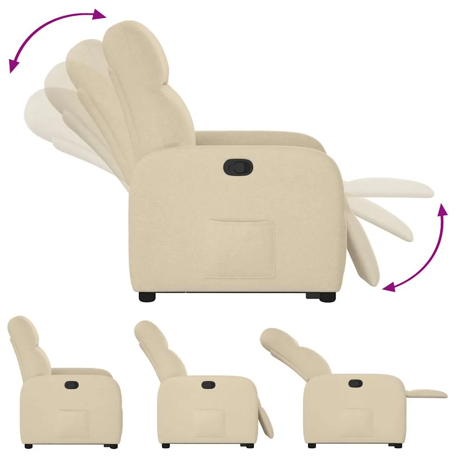 Fauteuil inclinable Crème Tissu - 8