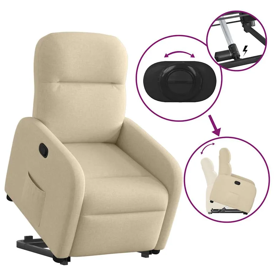 Fauteuil inclinable Crème Tissu - 9