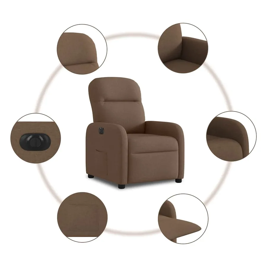 Fauteuil inclinable électrique Marron Tissu - 10