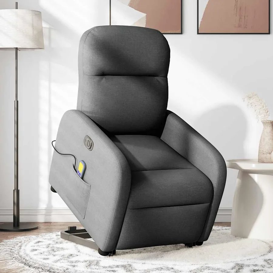 Fauteuil inclinable de massage électrique Gris foncé Tissu - 2