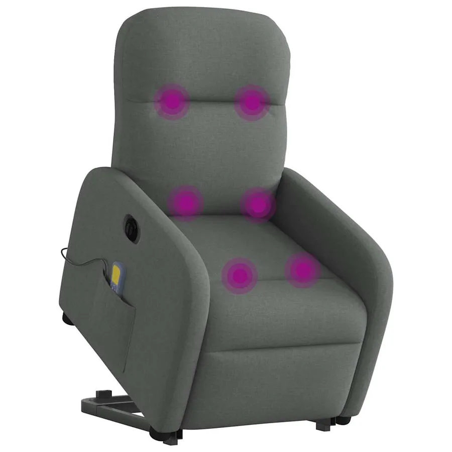 Fauteuil inclinable de massage électrique Gris foncé Tissu - 3