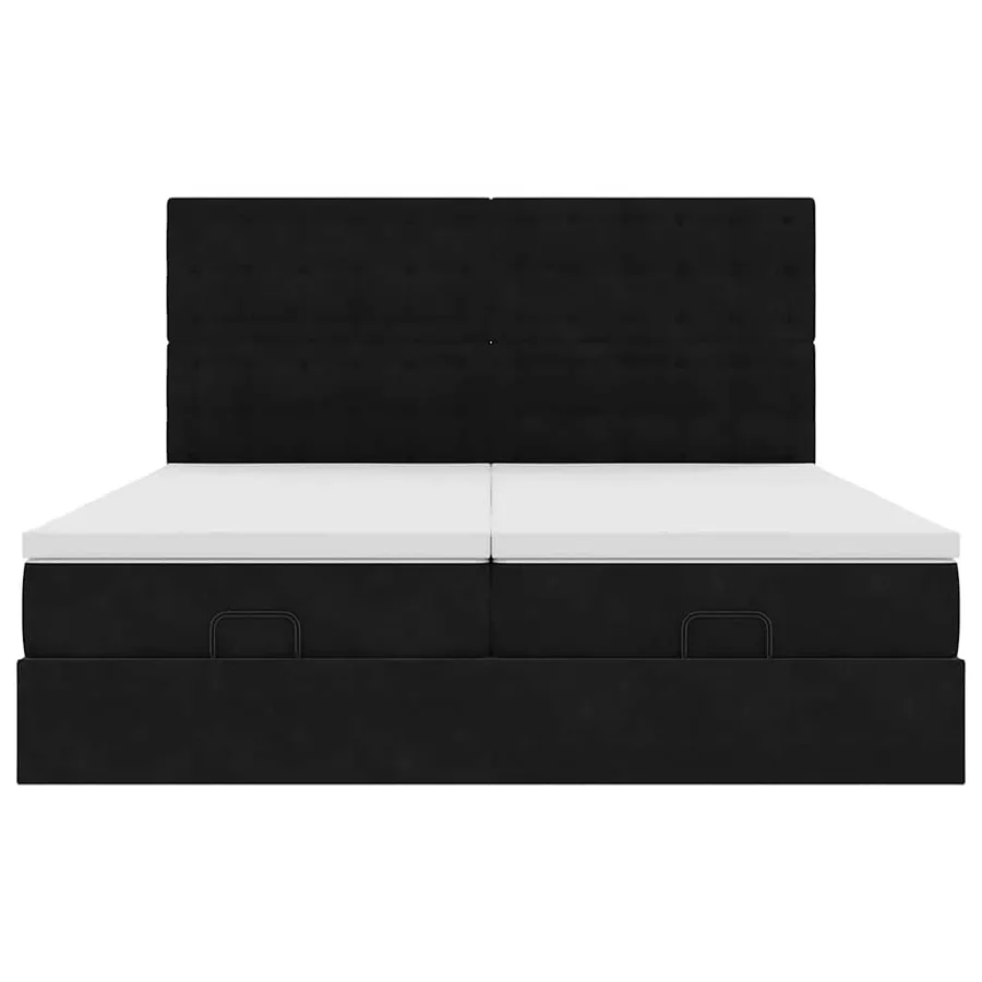 Cadre de lit ottoman avec matelas noir 180x200cm velours - 8