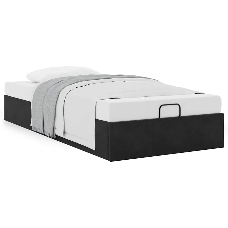 Cadre de lit ottoman sans matelas noir 90x200 cm velours - 4