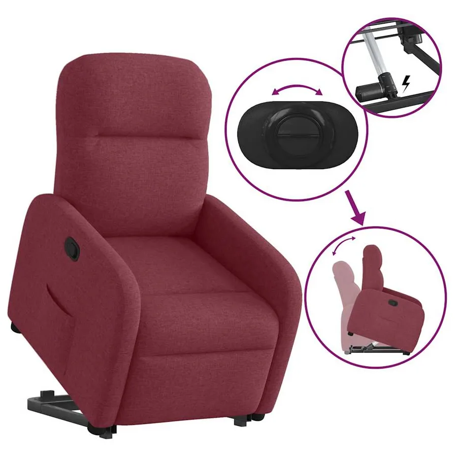 Fauteuil inclinable rouge bordeaux tissu - 9