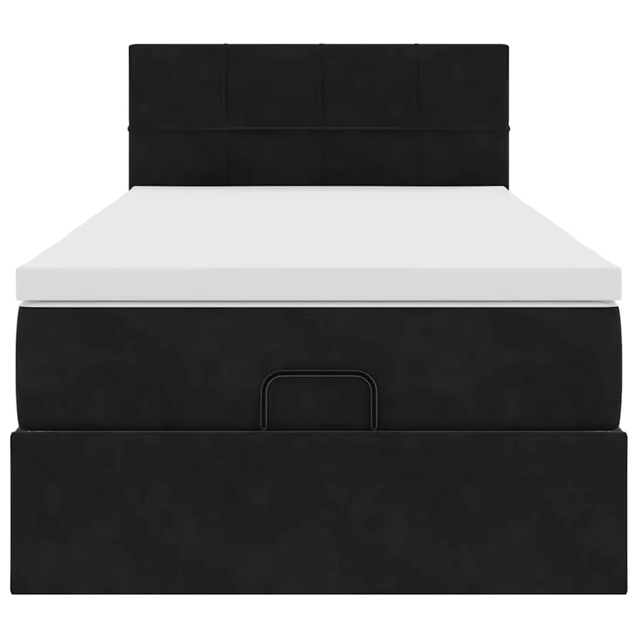 Cadre de lit ottoman avec matelas noir 90x200 cm velours - 7