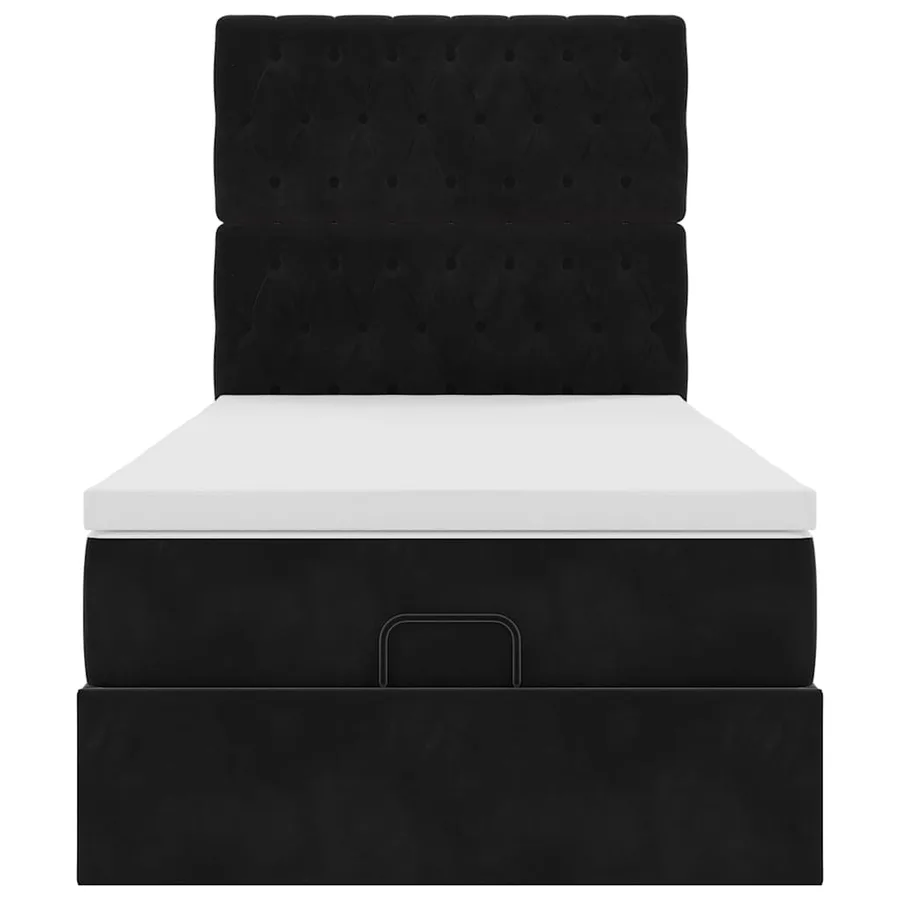 Cadre de lit ottoman avec matelas noir 90x200 cm velours - 7