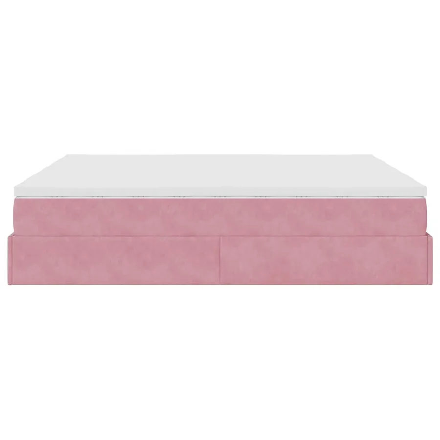 Cadre de lit ottoman avec matelas rose 180x200 cm velours - 8