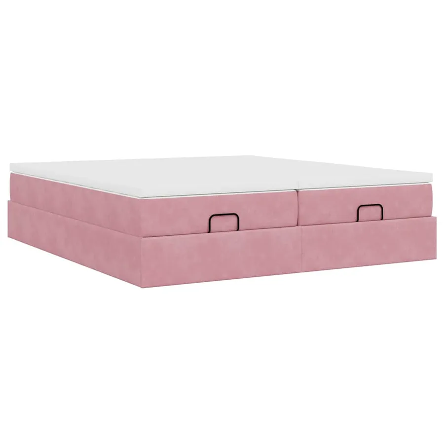 Cadre de lit ottoman avec matelas rose 180x200 cm velours - 9