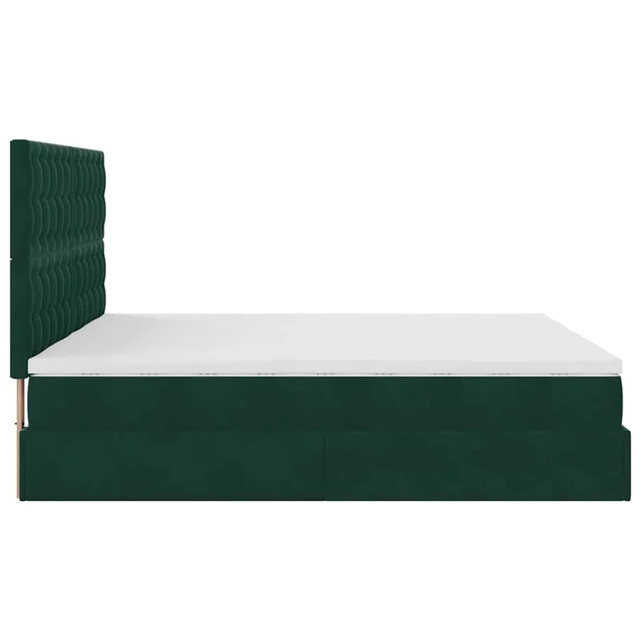Cadre de lit ottoman avec matelas vert foncé 200x200 cm velours - 8