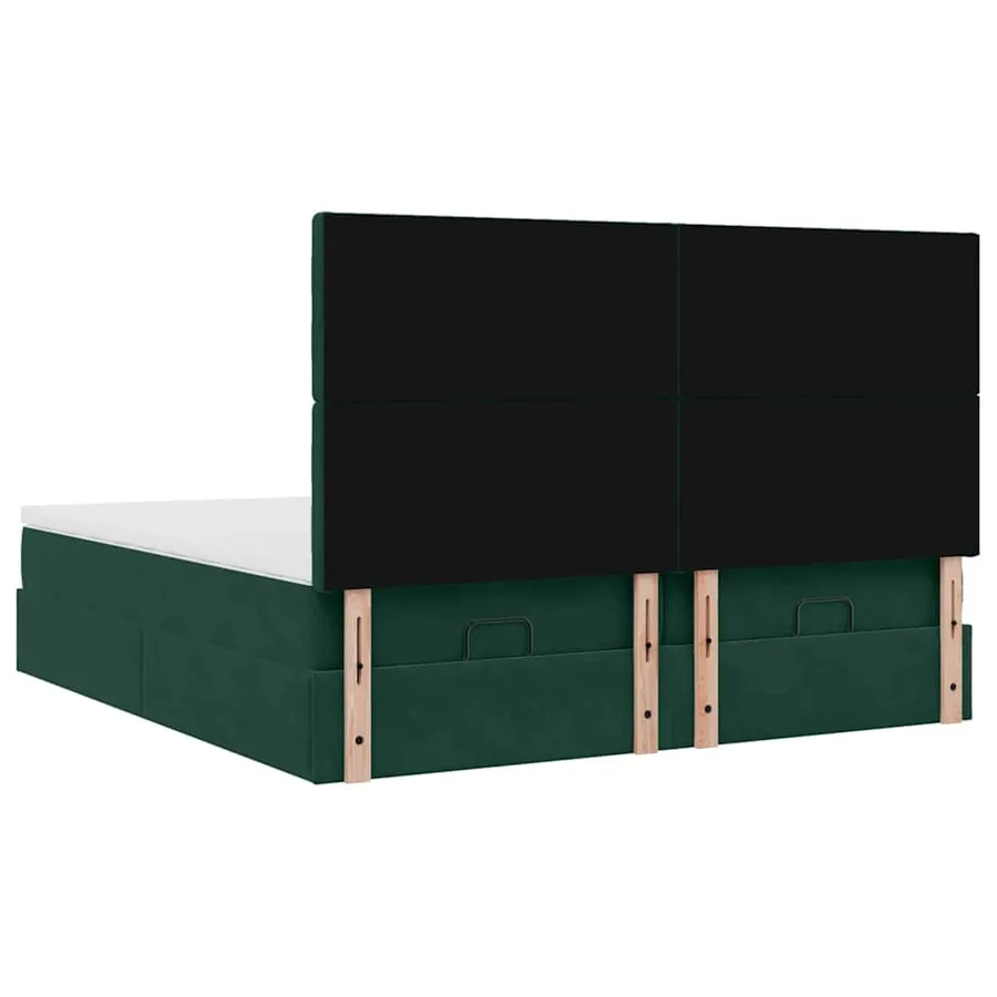 Cadre de lit ottoman avec matelas vert foncé 200x200 cm velours - 9