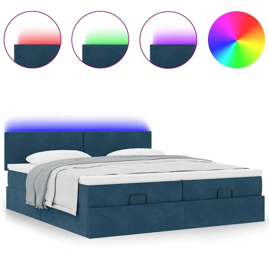 Cadre de lit ottoman avec matelas bleu foncé 180x200 cm velours - 5