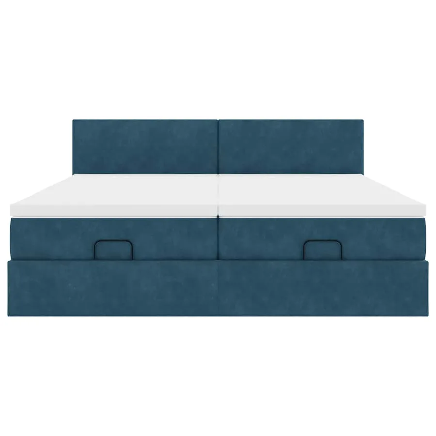 Cadre de lit ottoman avec matelas bleu foncé 180x200 cm velours - 8