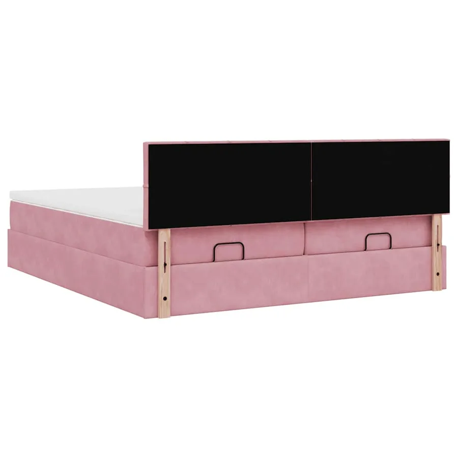 Cadre de lit ottoman avec matelas rose 180x200 cm velours - 12