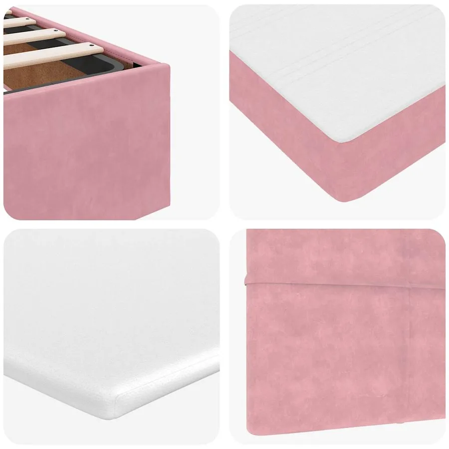 Cadre de lit ottoman avec matelas rose 180x200 cm velours - 16