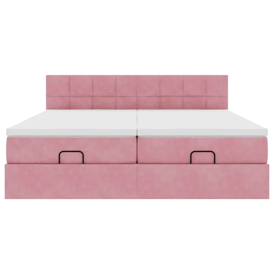 Cadre de lit ottoman avec matelas rose 180x200 cm velours - 8