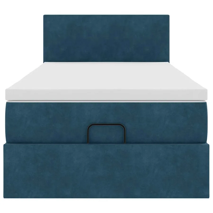 Cadre de lit ottoman avec matelas bleu foncé 90x200 cm velours - 6