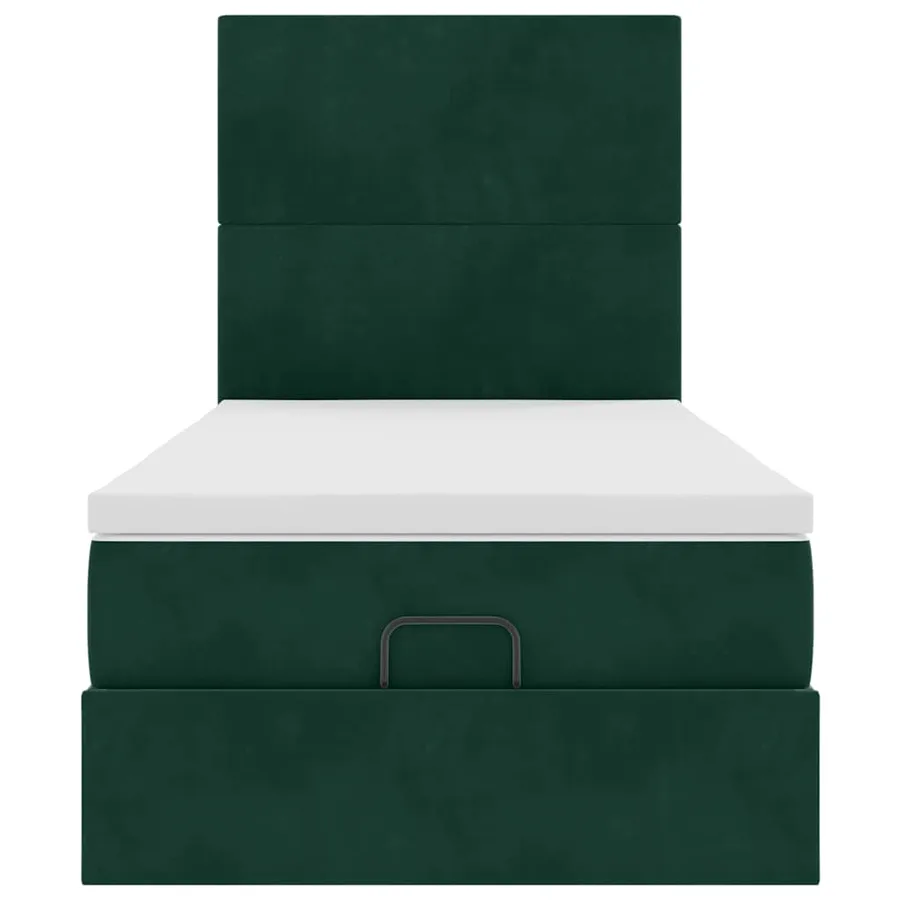 Cadre de lit ottoman avec matelas vert foncé 100x200 cm velours - 8