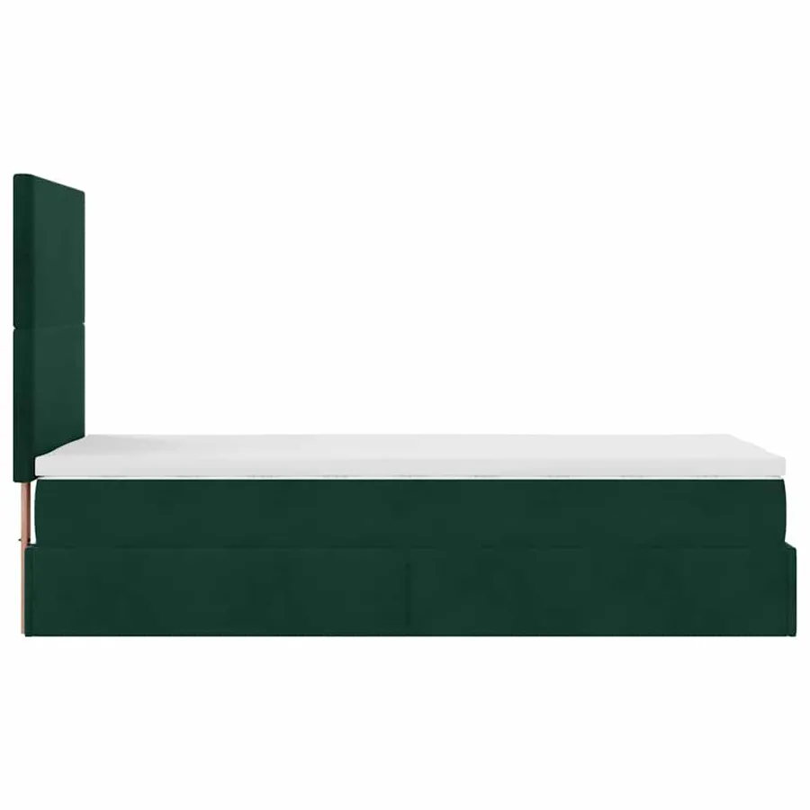 Cadre de lit ottoman avec matelas vert foncé 100x200 cm velours - 9