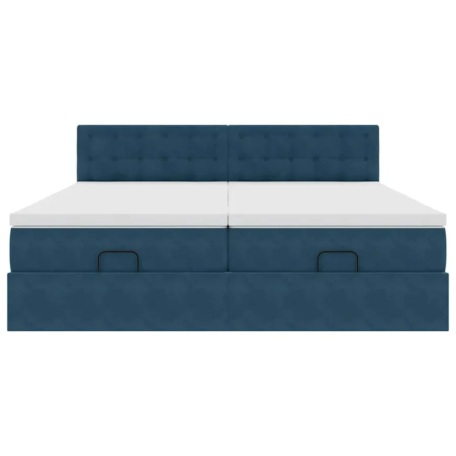 Cadre de lit ottoman avec matelas bleu foncé 180x200 cm velours - 7