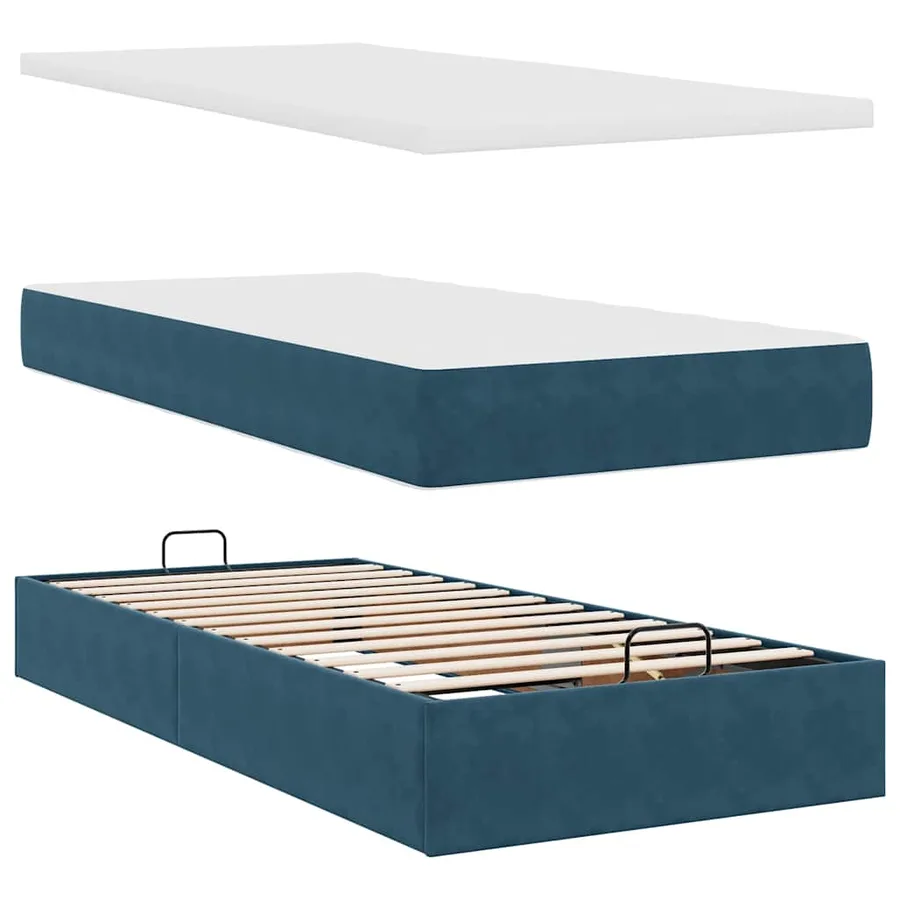 Cadre de lit ottoman avec matelas bleu foncé 180x200 cm velours - 8