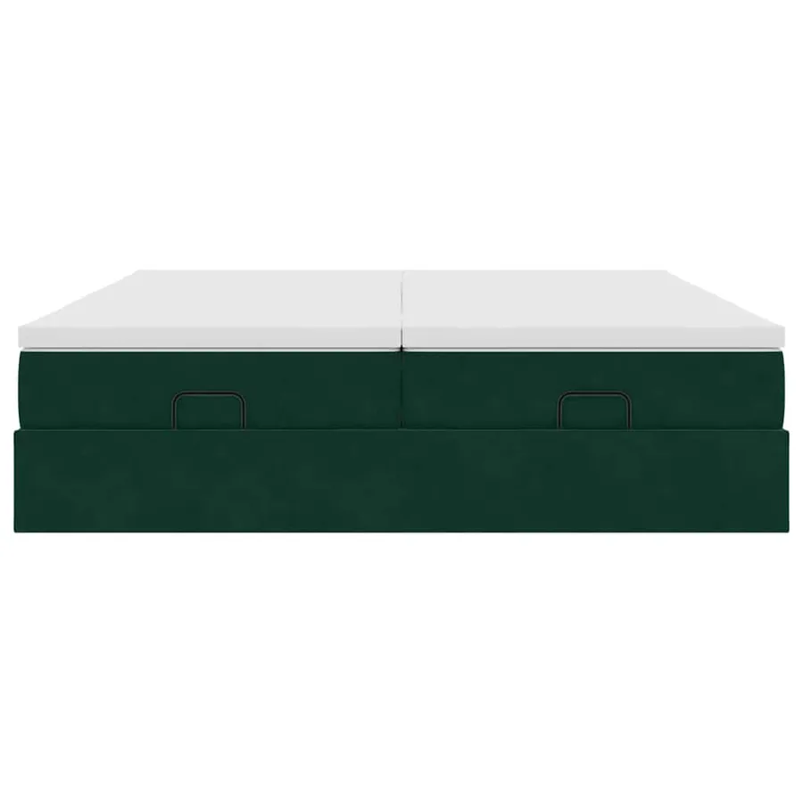 Cadre de lit ottoman avec matelas vert foncé 200x200 cm velours - 6
