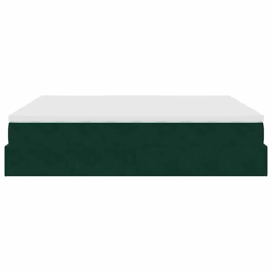 Cadre de lit ottoman avec matelas vert foncé 200x200 cm velours - 8