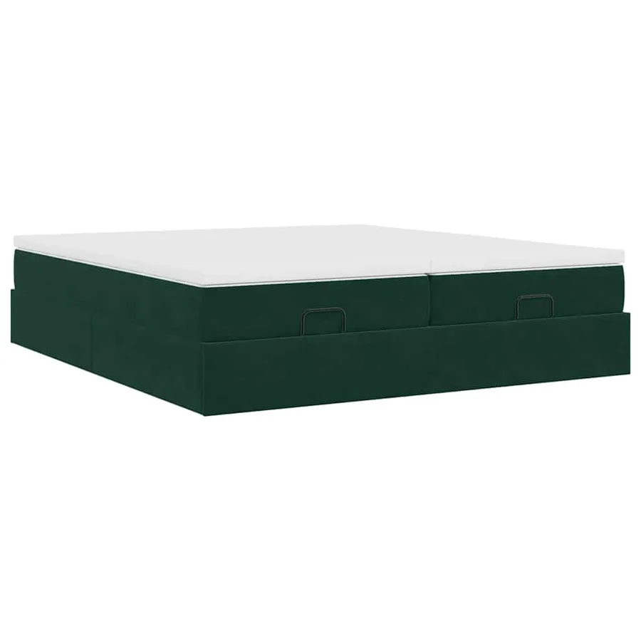 Cadre de lit ottoman avec matelas vert foncé 180x200cm velours - 10