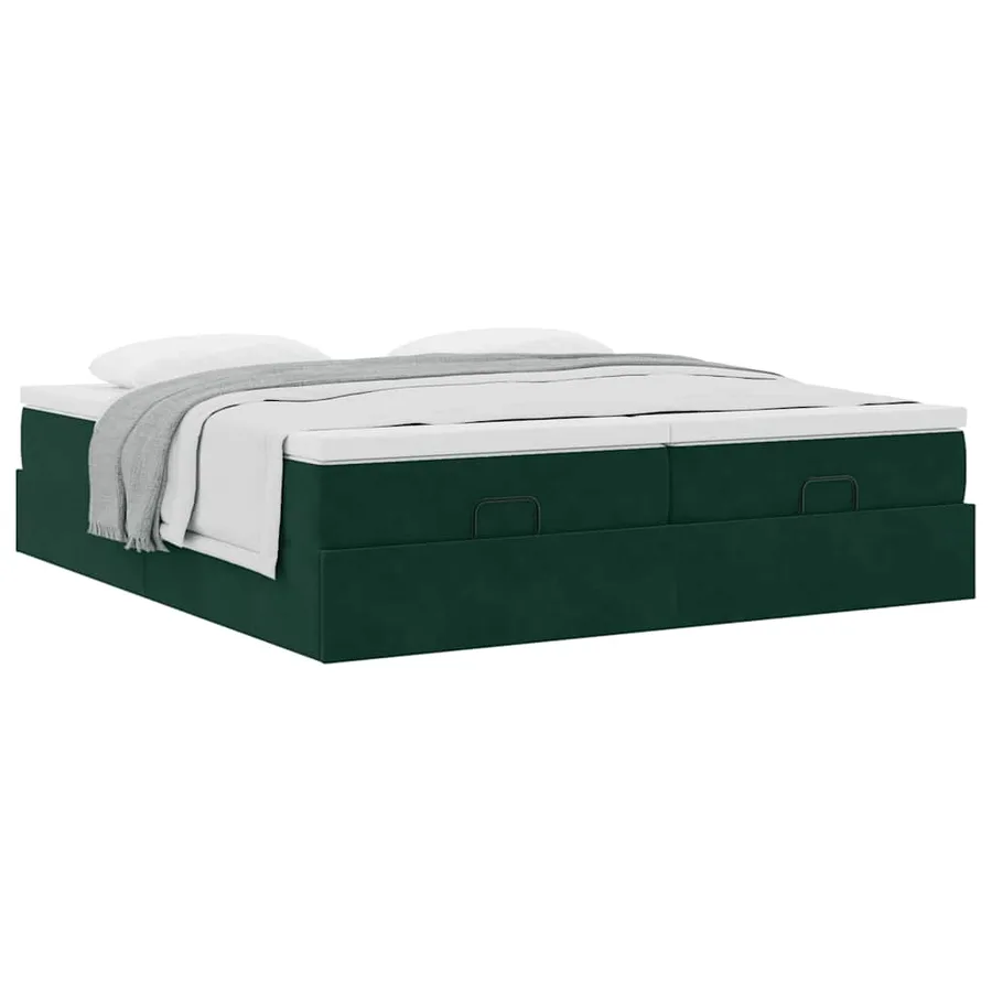 Cadre de lit ottoman avec matelas vert foncé 180x200cm velours - 5