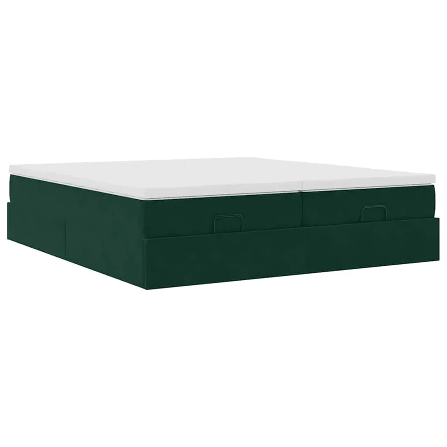 Cadre de lit ottoman avec matelas vert foncé 180x200cm velours - 6