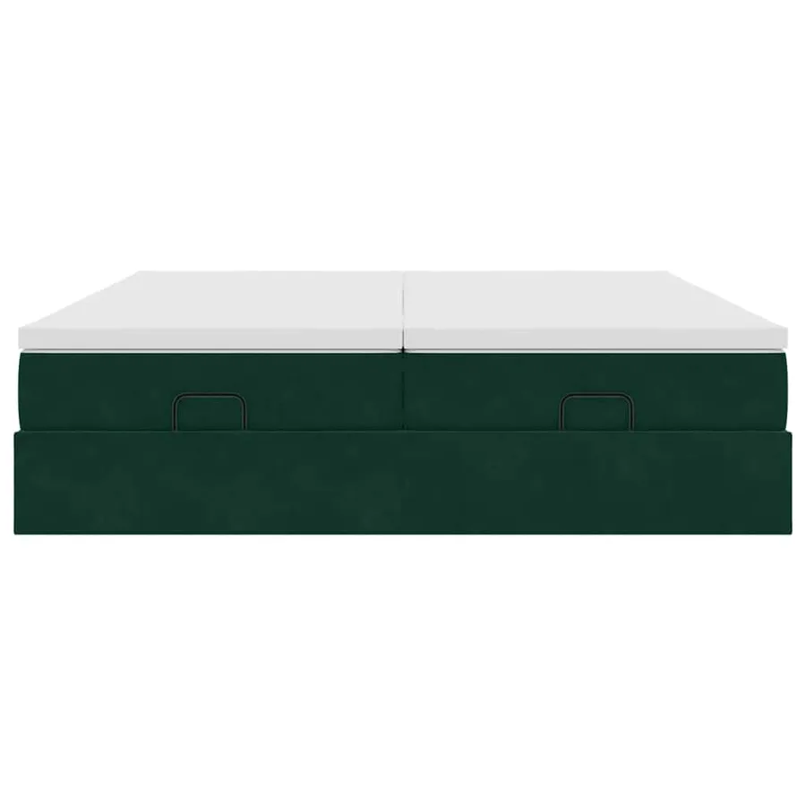 Cadre de lit ottoman avec matelas vert foncé 180x200cm velours - 7