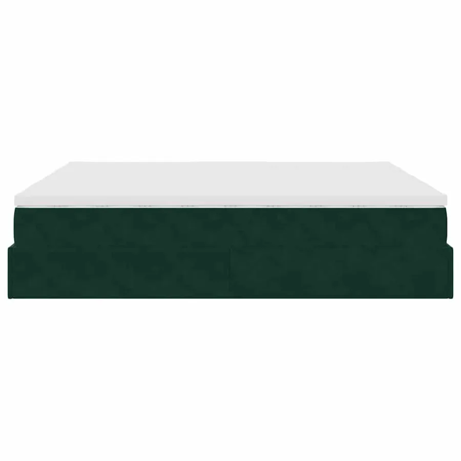 Cadre de lit ottoman avec matelas vert foncé 180x200cm velours - 9