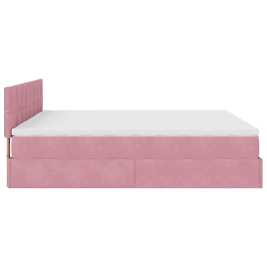 Cadre de lit ottoman avec matelas rose 180x200 cm velours - 10