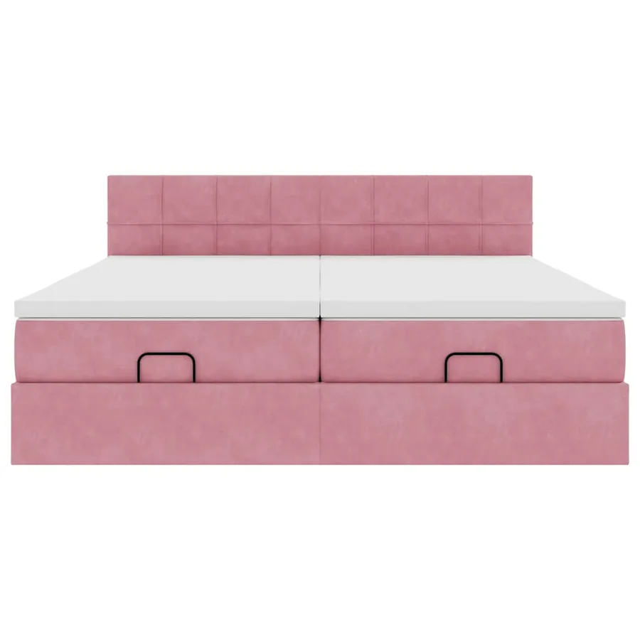 Cadre de lit ottoman avec matelas rose 180x200 cm velours - 7