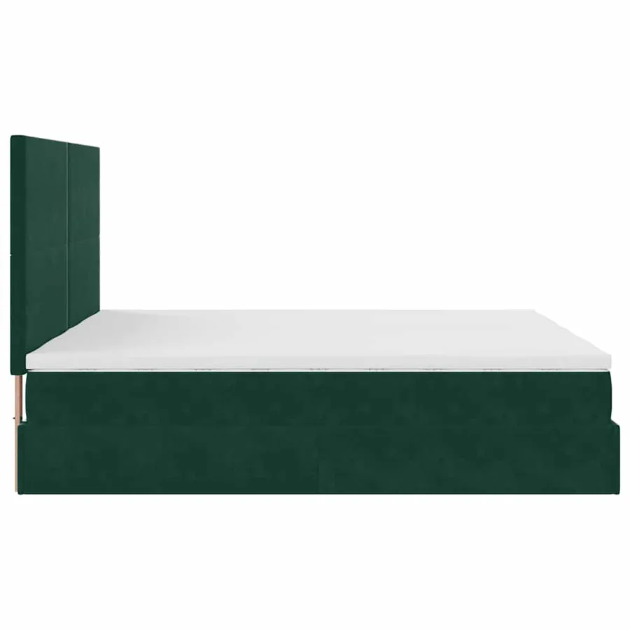 Cadre de lit ottoman avec matelas vert foncé 200x200 cm velours - 9