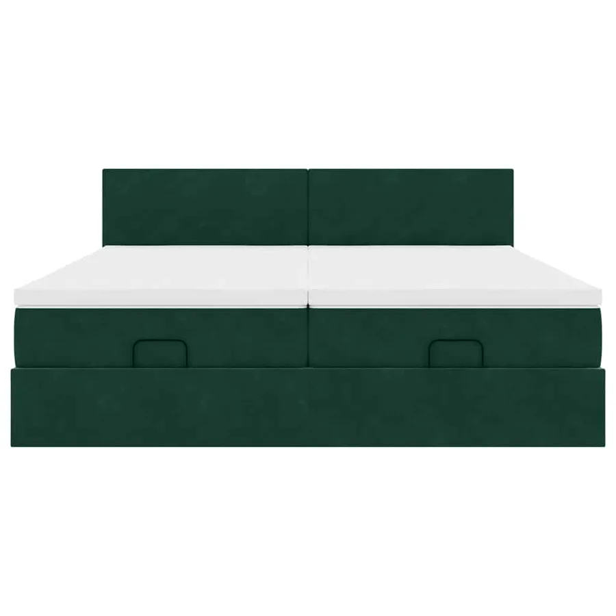 Cadre de lit ottoman avec matelas vert foncé 200x200 cm velours - 8